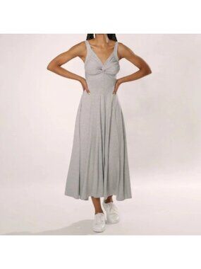 Brian Bailey Grey Sleeveless Stretch Maxi Tank Dress - XS